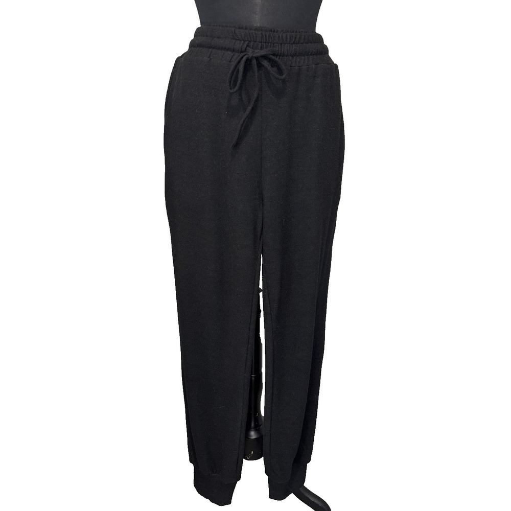 Shana‎ Apparel Joggers Lounge Pants Size XL Black Super Soft Draw String Pockets